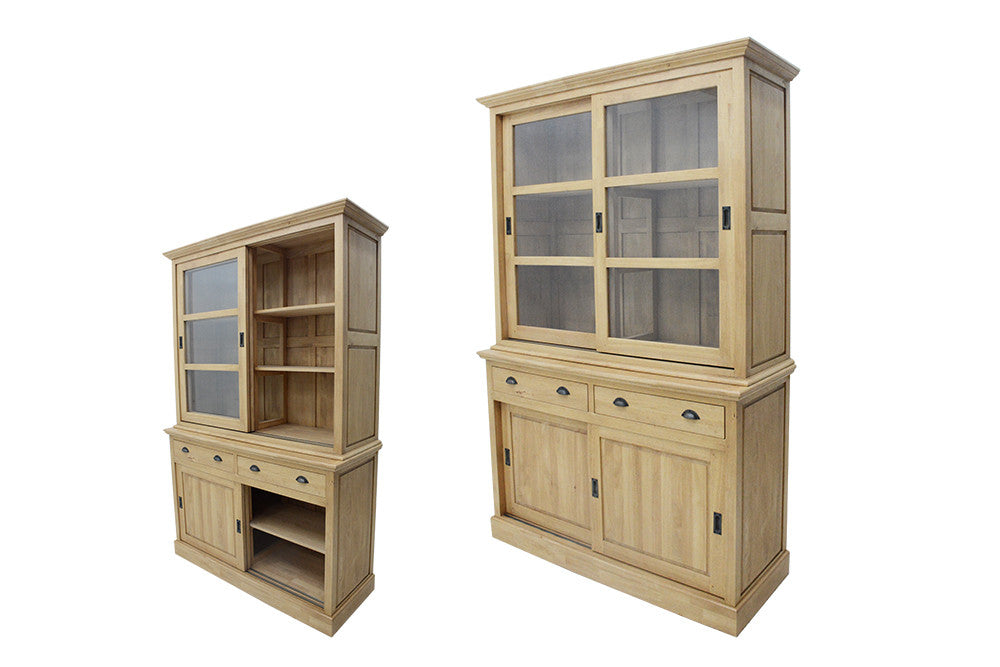Display cabinet in 2 parts, with sliding doors