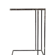 Side table in untreated solid reclaimed teak and iron