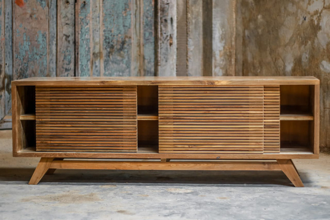 TV Cabinet, 3 sliding slats doors