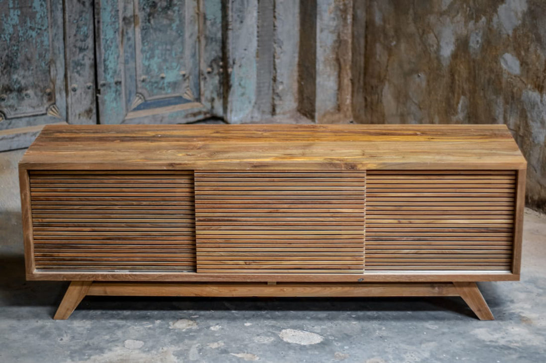 TV Cabinet, 3 sliding slats doors