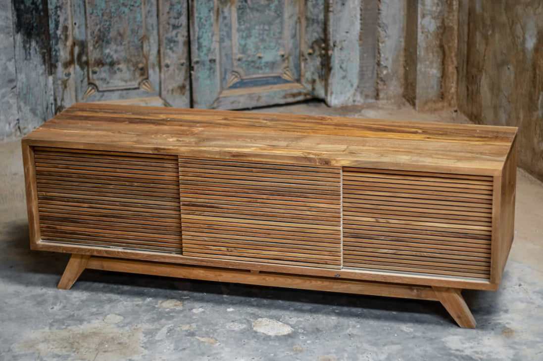 TV Cabinet, 3 sliding slats doors