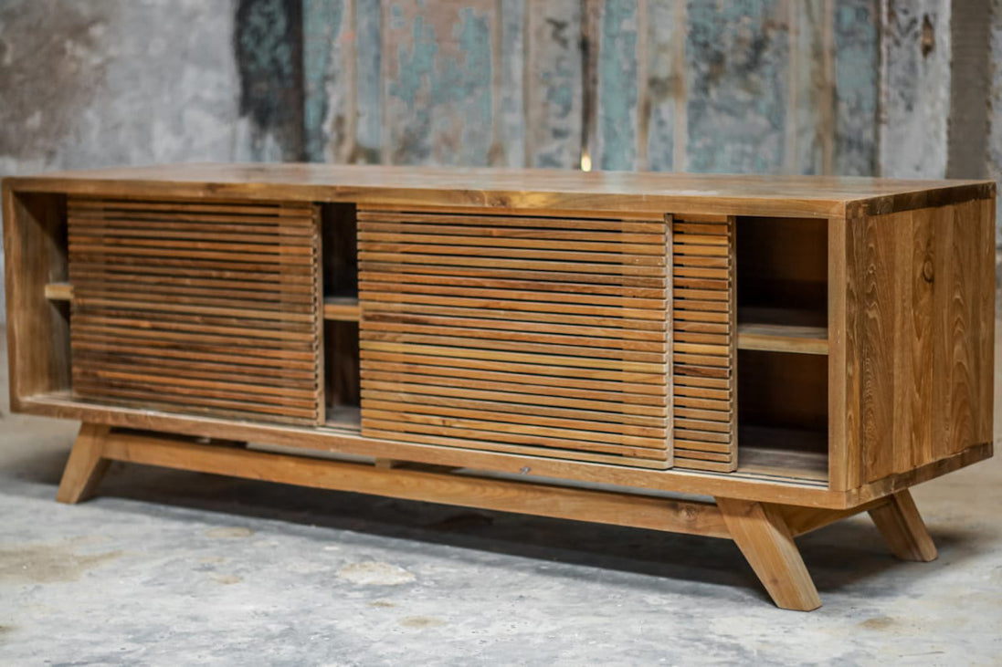 TV Cabinet, 3 sliding slats doors