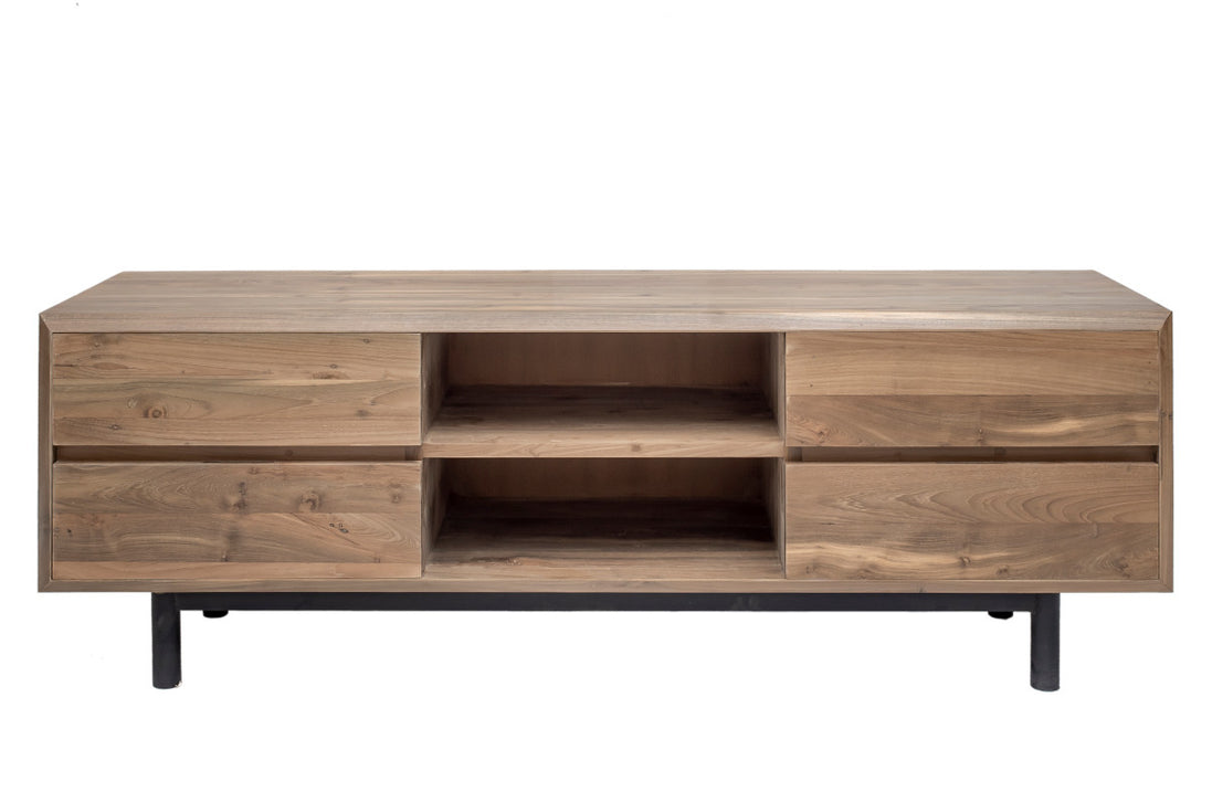 TV Cabinet, 4 drawers, cylindrical metal legs