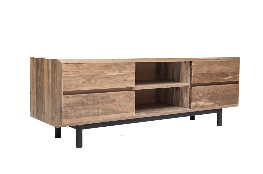 TV Cabinet, 4 drawers, cylindrical metal legs