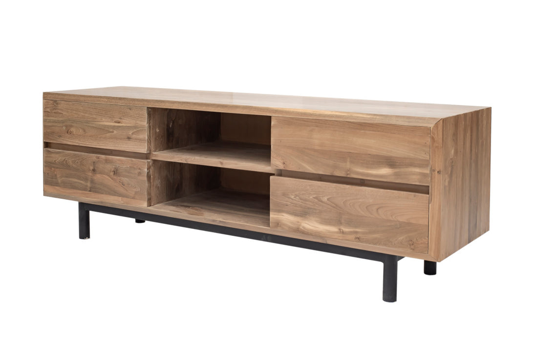 TV Cabinet, 4 drawers, cylindrical metal legs