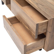 TV Cabinet, 4 drawers, cylindrical metal legs