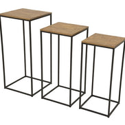 Squared console in metal and hevea