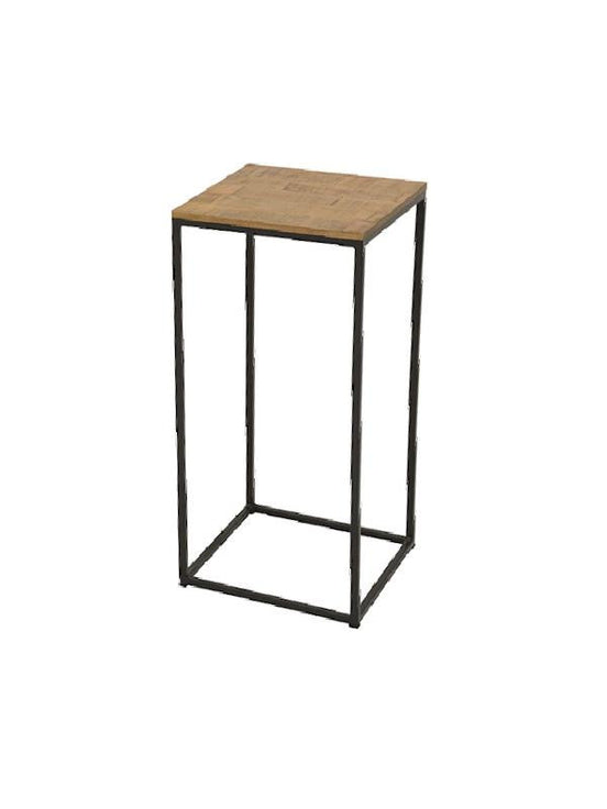 Squared console in metal and hevea