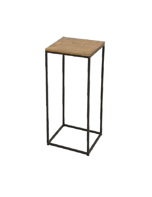 Squared console in metal and hevea
