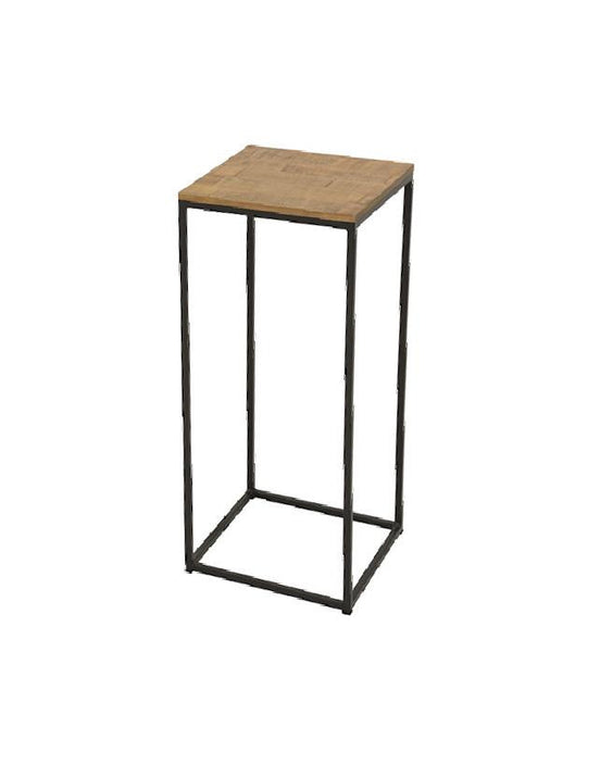 Squared console in metal and hevea