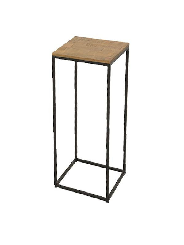 Squared console in metal and hevea