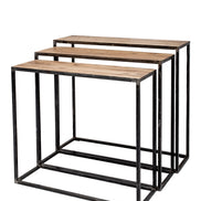 Industrial metal console with teak top