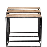 Industrial metal console with teak top