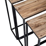 Industrial metal console with teak top