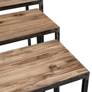 Industrial metal console with teak top