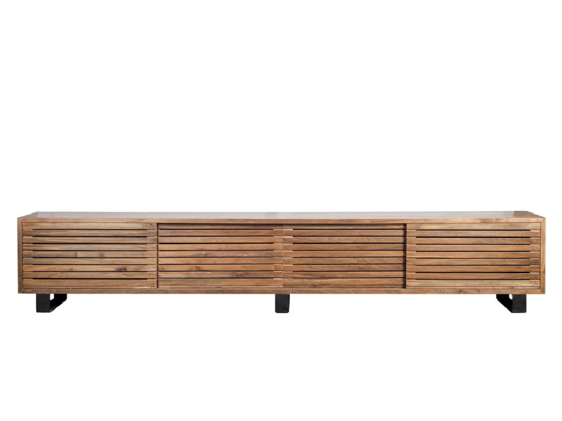 TV cabinet with 4 sliding slats doors