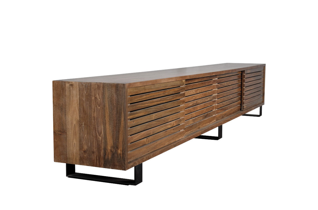 TV cabinet with 4 sliding slats doors