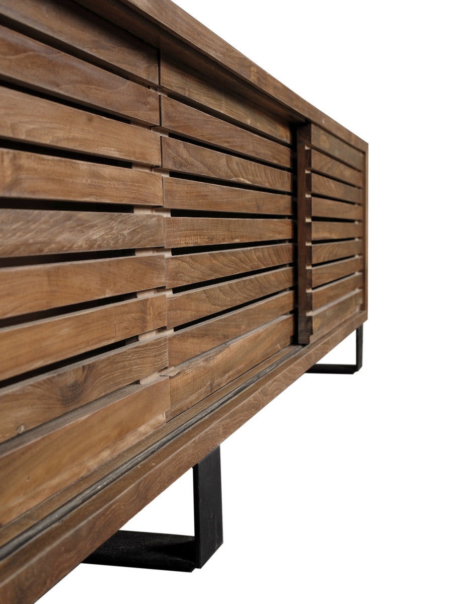 TV cabinet with 4 sliding slats doors