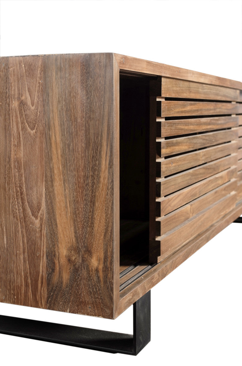 TV cabinet with 4 sliding slats doors