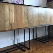 Minimalist Sideboard, 4 doors, In Metal & Reclaimed Teak Wood