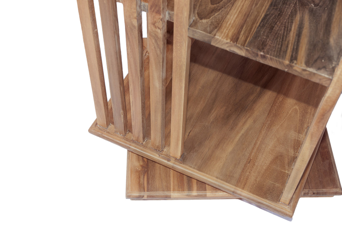 TOURNIS | Revolving bookshelf with 4 shelves, slats
