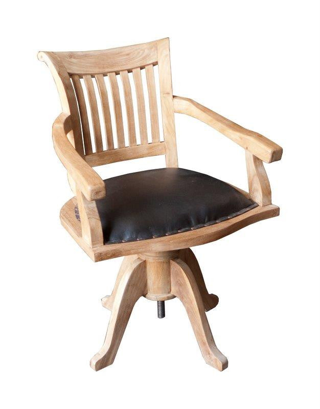 02690 | Office turning chair, teak & leather