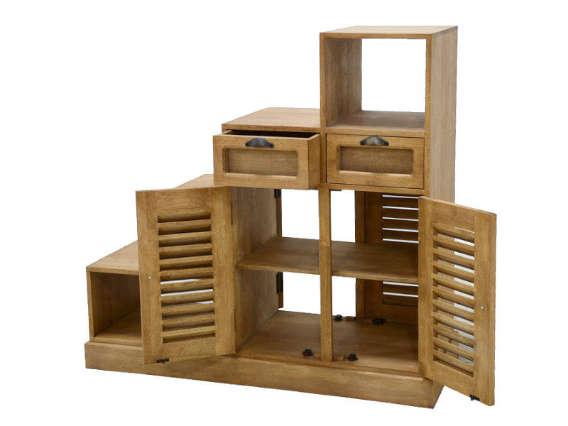 Dubbelzijdige stapkast, 4 deuren en 2 laden