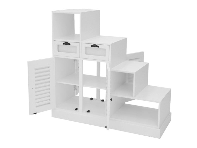 Dubbelzijdige stapkast, 4 deuren en 2 laden