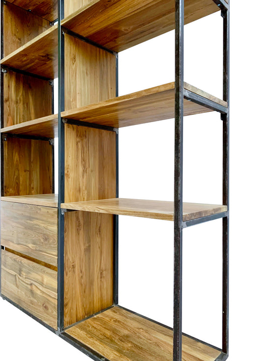 BENGO | Metal and wood rack, 2 drawers