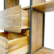 BENGO | Metal and wood rack, 2 drawers