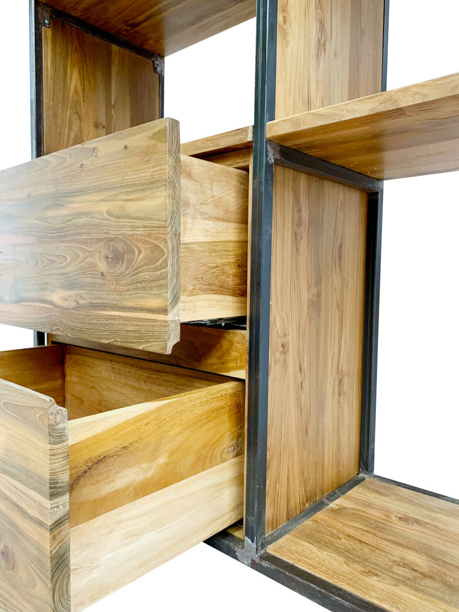 BENGO | Metal and wood rack, 2 drawers