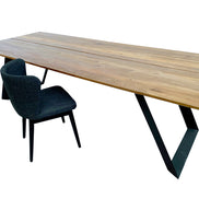 Long Dining table with metal design Legs