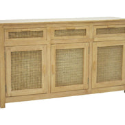 Sideboard 3 drawers 3 doors with rattan | Collection Flores