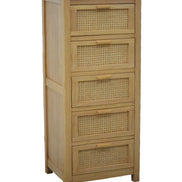 Tower 5 drawers with rattan | Collection Flores