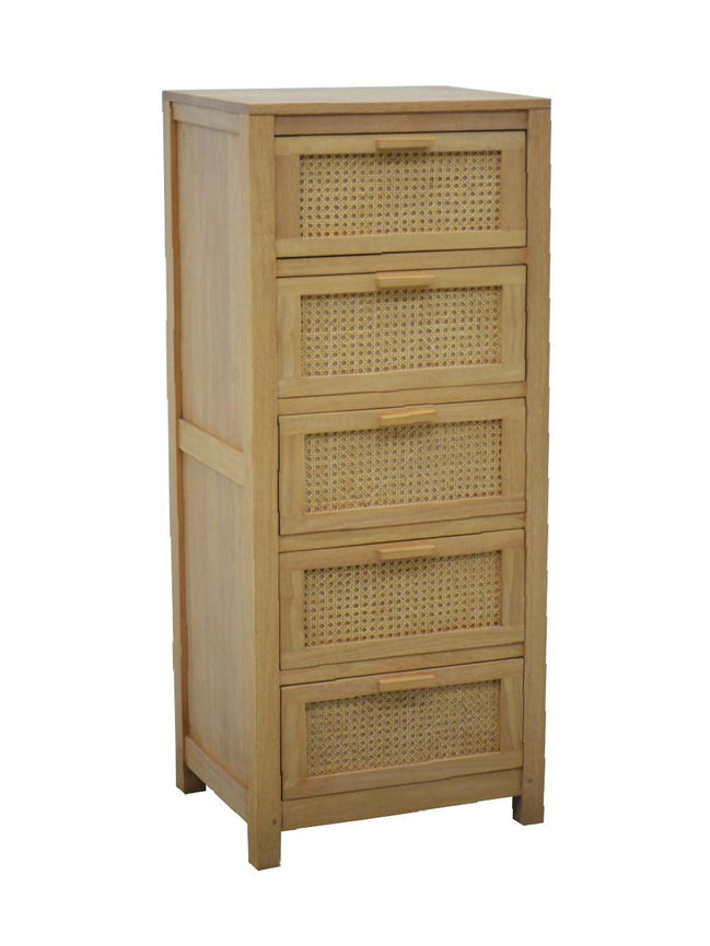 Tower 5 drawers with rattan | Collection Flores