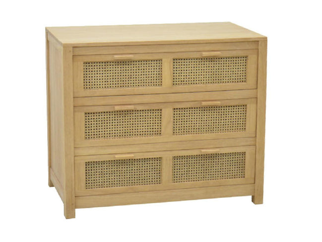 Chest of 3 drawers with rattan | Collection Flores