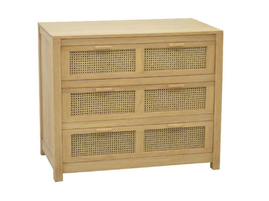 Chest of 3 drawers with rattan | Collection Flores
