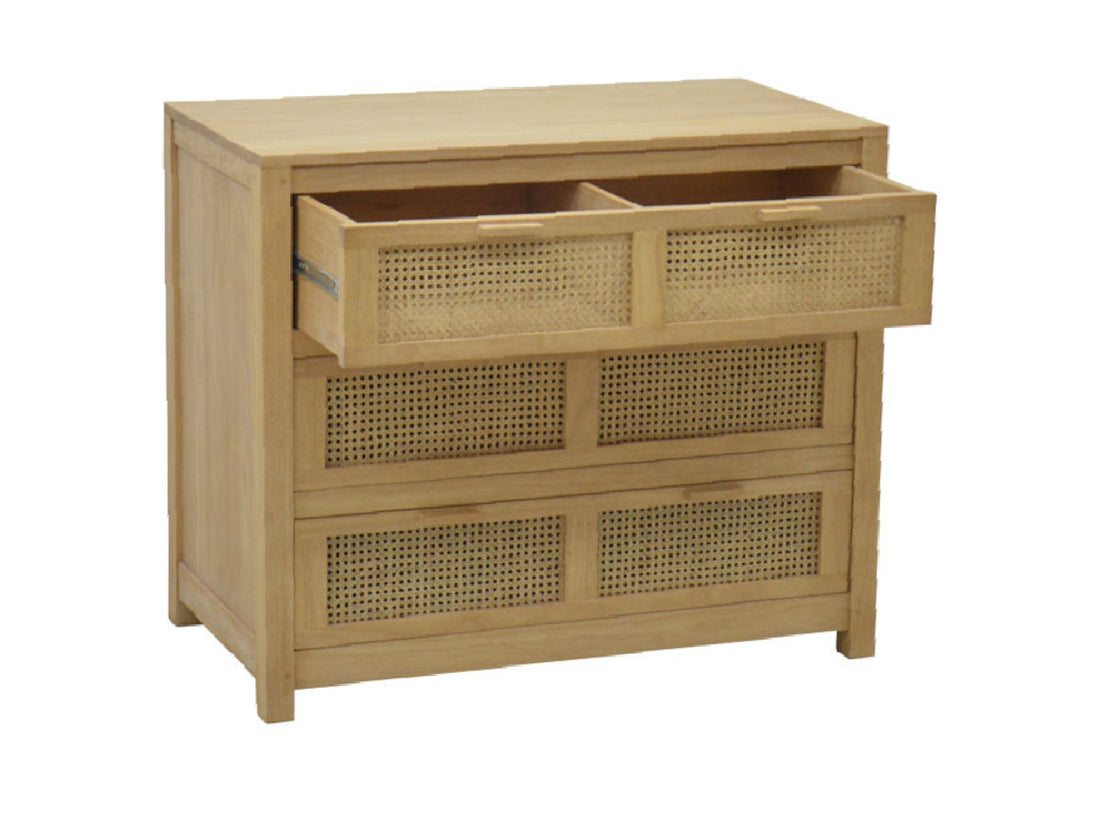 Chest of 3 drawers with rattan | Collection Flores