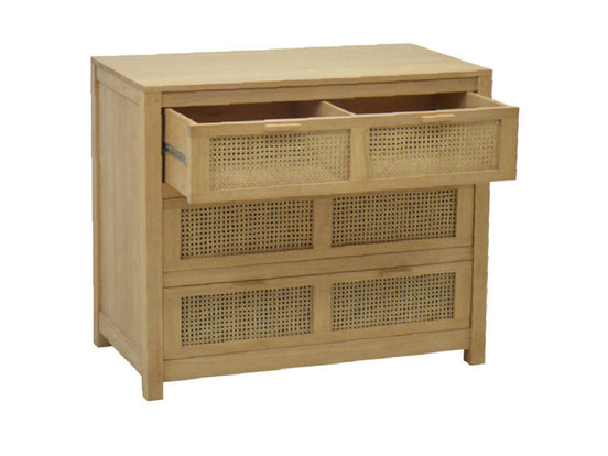Chest of 3 drawers with rattan | Collection Flores