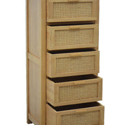 Tower 5 drawers with rattan | Collection Flores