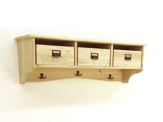 Wall shelf & coat hanger with 3 drawers