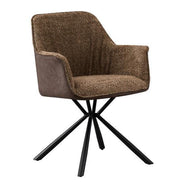 LUCIA | Boucle fabric chair with brown PU back
