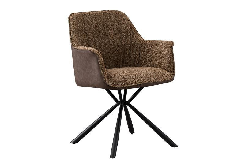 LUCIA | Boucle fabric chair with brown PU back