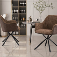 LUCIA | Boucle fabric chair with brown PU back