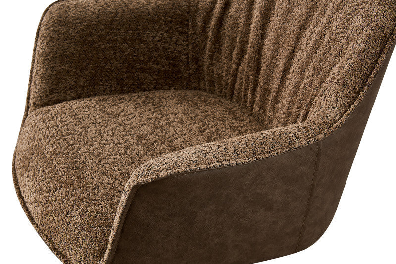 LUCIA | Boucle fabric chair with brown PU back