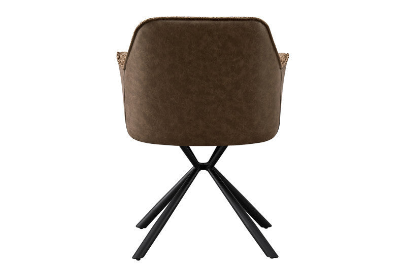 LUCIA | Boucle fabric chair with brown PU back