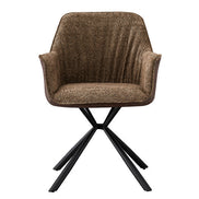 LUCIA | Boucle fabric chair with brown PU back