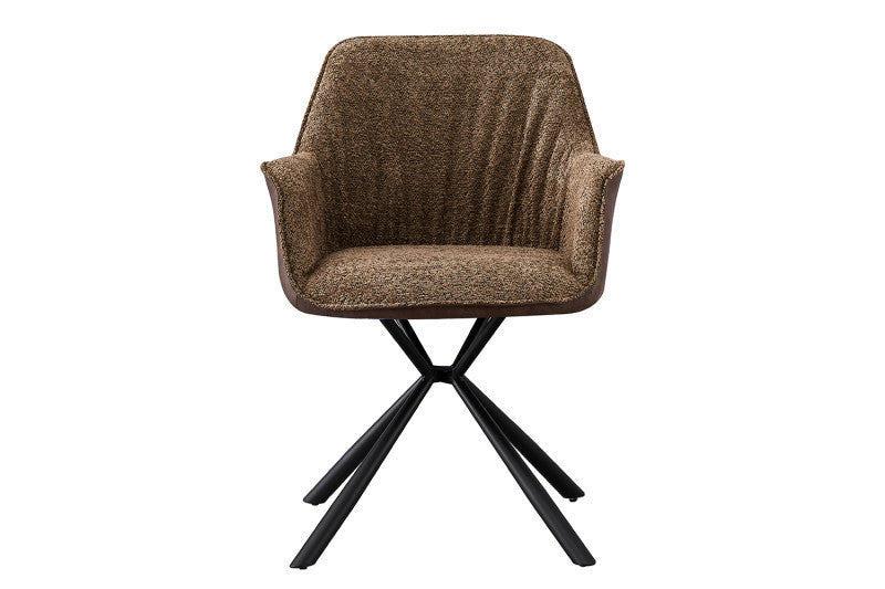 LUCIA | Boucle fabric chair with brown PU back