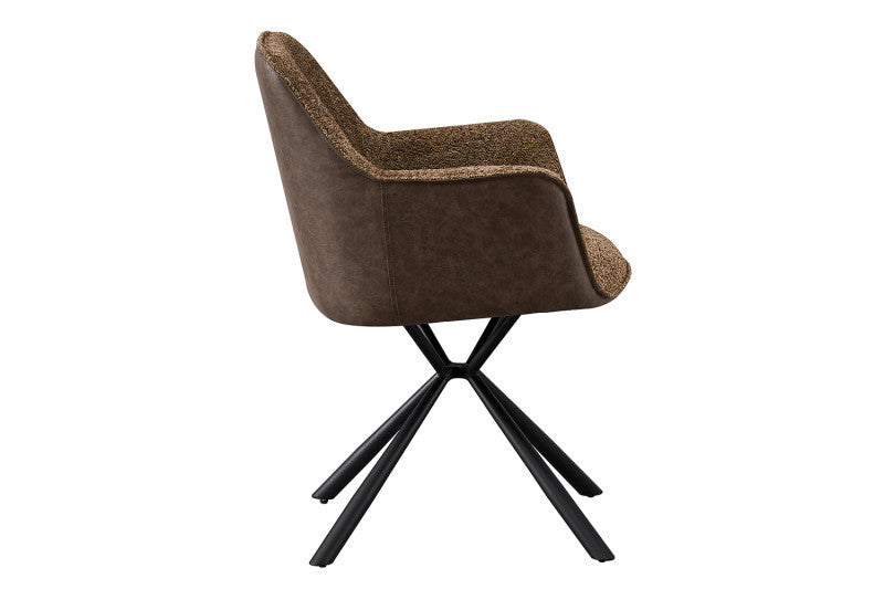 LUCIA | Boucle fabric chair with brown PU back