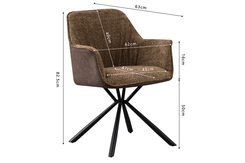 LUCIA | Boucle fabric chair with brown PU back